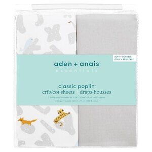 Aden + Anais Essentials Classic Poplin Baby Crib Sheets 100% Cotton Fitted Sheet
